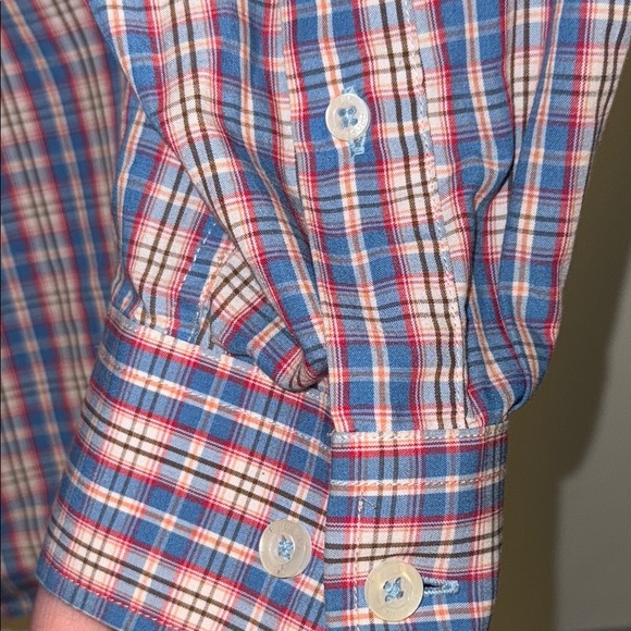 Casual Blue and Orange Button Down Shirt - Picture 9 of 12
